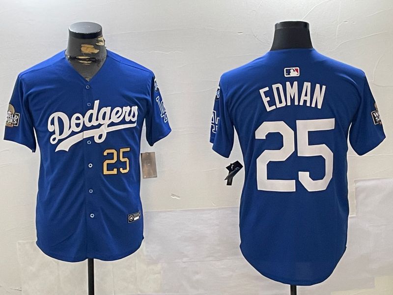 Men Los Angeles Dodgers 25 Edman Blue Game 2024 Nike MLB Jersey style 11203